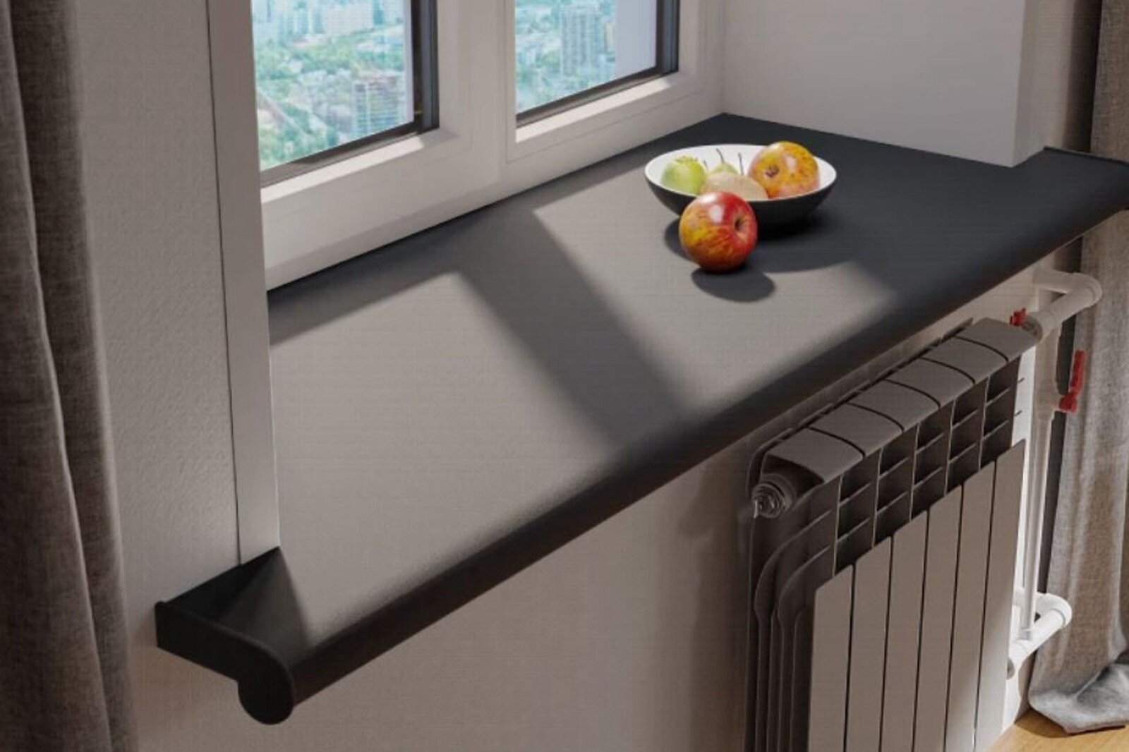 Подоконник Эстера, Чёрный бархат clean touch, 100 мм (10 см) — фото 5